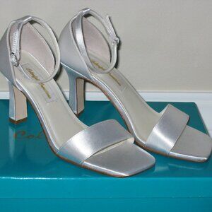 Colorful Creations White Satin Open-Toe Sandals Wedding Prom Dyeable NEW - Sz 7